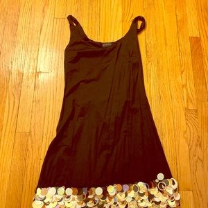 Black party dress with gold/silver discs